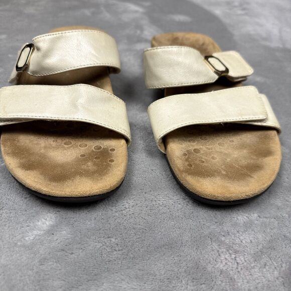 Vionic Women’s Size 8 Sandals | Beige Double Strap Slide Comfort Orthotic Shoes - Picture 3 of 7
